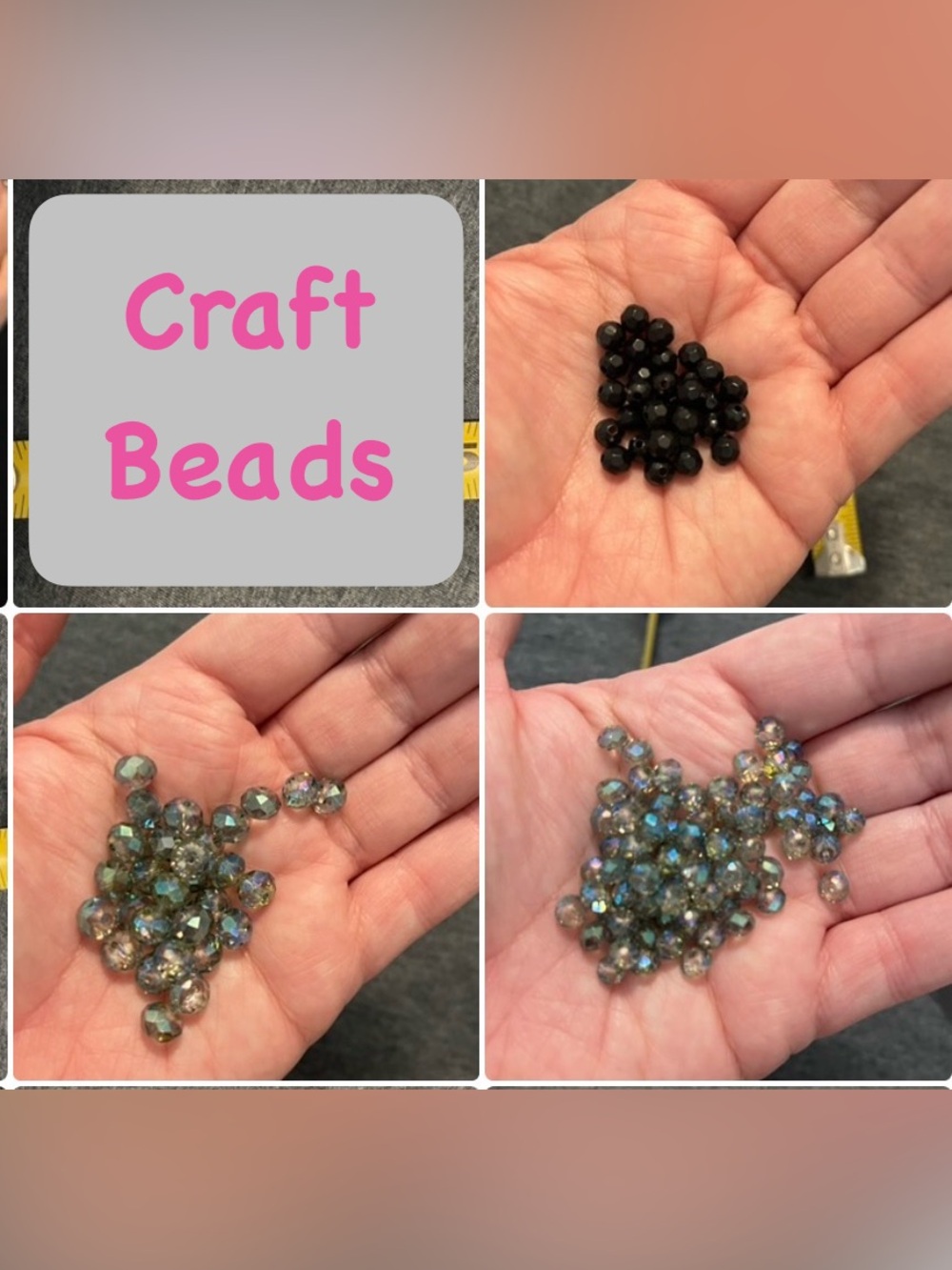 Craft Beads - Iridescent clear/blue and Black